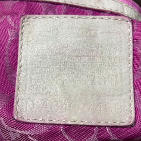 Coach #7459 Rare Ltd Ed Ivory Canvas Sage Leather Striped Strap Large Hobo Bag - Picture 6 of 15